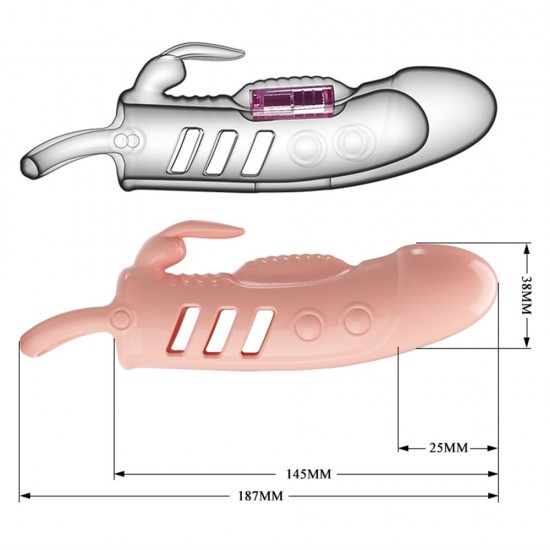 2,5 cm Dolgu Uzatmalı Titreşimli Penis Kılıfı Prezervatif Vibratör