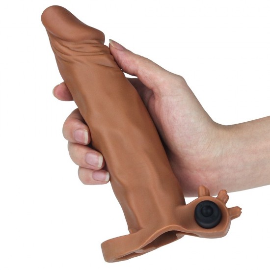 4 cm Uzatmalı Realistik Titreşimli Penis Kılıfı Melez XTender