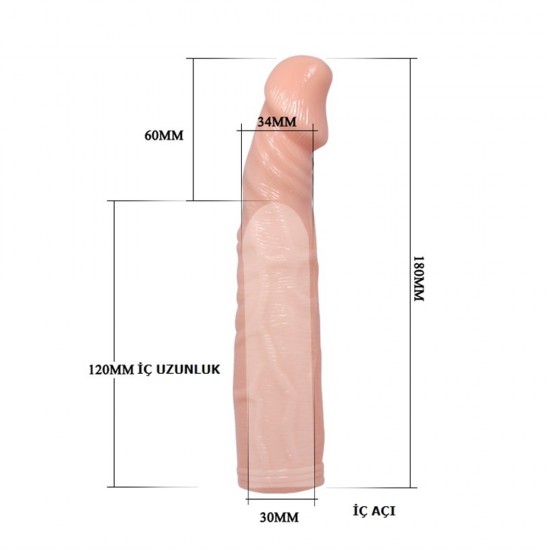 6 cm Dolgulu Uzatmalı Silikon Penis Kılıfı