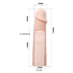 6cm Dolgulu Damarlı Ekstra Uzun Penis Kılıfı