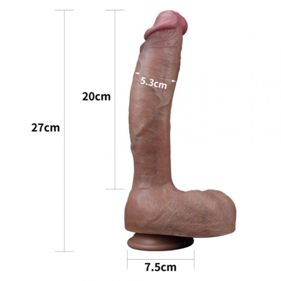 27 cm Yeni Nesil Çift Katmanlı Gerçekçi Kalın Dildo Penis